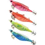 エギ ルアー エギング セット 3.5号 エサ巻き 夜光 イカ (ピンク、オレンジ、グリーン、ブルー(4色， 4， 個),  21.5g)
