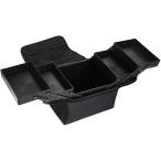 メイクボックス 持ち運び 便利 コスメボックス 大容量 収納 化粧箱 2段トレイ 手提げ ショルダー(ブラック)