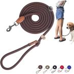 スリップリード 肩掛け 多機能 ハンズフリー 2.6m たすき掛け トレーニングリーシュ ドッグリーシュ 犬用リード 小型(コーヒー)
