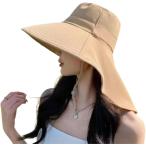 レッドレイ レディース サンバイザー 帽子 UVカット つば広 紫外線対策 キャップ 日焼け防止(カーキ,  Free Size)