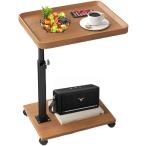 サイドテーブル 昇降式 キャスター付き可動式テーブル介護テーブル(原木色,  Medium(幅40x奥行30x高さ45〜85cm))