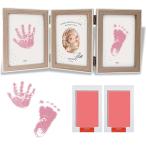  отпечаток руки штамп рама комплект класть .. двоякое применение отпечаток руки отпечаток ноги загрязнения нет модный из дерева дерево три поверхность фоторамка ( чай цвет рама / розовый штамп )
