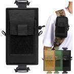 スマホポーチ ショルダー メンズ ベルト リュック ホルダー 登山 アウトドア (ブラック)