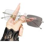 リムレス メガネ ユニセックス 男女兼用 度なし ブルーライトカット 伊達メガネ 軽量 おしゃれ (シルバー,  143-19-142)