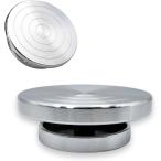 手回しろくろ 手動 手ろくろ 陶芸 2重ベアリング アルミ製 静音 軽量 ターンテーブル 回転台 手捻り (シルバー,  直径11cm)