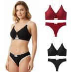  нижнее белье верх и низ в комплекте sexy T-back bla шорты свободный размер 2 листов non тросик ( красный черный, Free Size)