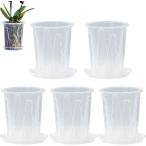  цветочный горшок пластик прозрачный низ тарелка имеется декоративное растение o- Kid pot горшок с разрезом 5 штук входит ( прозрачный, 12cm)
