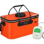 釣り 折りたたみ クーラーボックス エアーポンプ 付き バッカン バケツ 活かし 水汲み アウトドア(オレンジ)