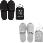 携帯スリッパ トラベルスリッパ 収納ケース付き 折りたたみ レディース メンズ(ブラック・グレー 2個セット,  Free Size)