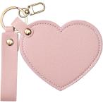  Heart зеркало брелок для ключа очарование зеркало compact мобильный модный женский Mini косметика зеркало ( розовый, длина 8 x ширина 9 cm)