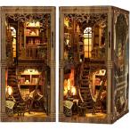  книжка nk комплект кукольный дом миниатюра LED с подсветкой сборная головоломка из дерева дерево мозаика книжный шкаф DIY ручная работа ( улица угол. старый книжный магазин )