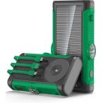 ショッピング手回し ソーラーモバイルバッテリー 60000mAh大容量・22.5W/222Wh・6台同時充電 5way蓄電 手回し充電 MDM (グリーン)