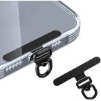 ショッピングストラップホルダー スマホストラップ スマホショルダー ストラップホルダー 薄型0.18mm 360°回転 金属製 タグパッチ ステンレス 頑丈 (ブラック)