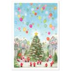 クリスマスカード 洋風 ミニサンタカード S-418 街の広場の大きなクリスマスツリー グリーティングライフ Christmas card グリーティングカード 世界の医