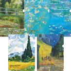 モネ・ゴッホ 名画5柄A4クリアホルダーセット 睡蓮の池と日本の橋 睡蓮 花さくアーモンドの枝 糸杉のある麦畑 夜のカフェテラス 5枚入 包む