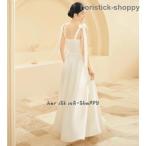 ウェディングドレス カラードレス 白 黒 Aライン ロングドレス 結婚式 二次会 ドレス 花嫁 無地 シンプル 袖なし リボン 大きいサイズ 3L 4L 小さいサイズ