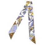 エルメス HERMES スカーフ ツイリー ツリーオブソング ブルー系 シルク100% 【中古】(68303)