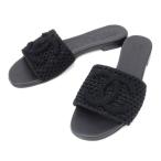 シャネル CHANEL ニット フラットサンダル ココマーク 黒 39C 【中古】(69146)