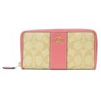 ショッピングコーチ 財布 コーチ COACH 長財布 ラウンドファスナー アウトレット シグネチャー F54630 ピンク PVC×レザー 【中古】(69654)
