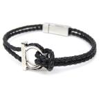 フェラガモ Ferragamo ガンチーニ 編み込みブレスレット 712422 黒 【中古】(70200)