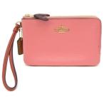  Coach COACH двойной угол Zip список let цвет блок сумка 91622 розовый кожа [ б/у ](70566)