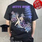 夏物新作 ビッグ有 Betty・Boop×絡繰魂コラボ JAPAN JOURNEY 着物姿般若面ベティー・ブープ刺繍 牡丹 五重塔 TEE 半袖Tシャツ 黒 M/L/XL(LL)/XXL(3L) 252080
