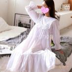 新作 レディース 姫系 ネグリジェ 綿可愛い 寝巻き 長袖 ロマンティック ルームワンピース パジャマ ナイトウエア 春秋部屋着 柔らかい