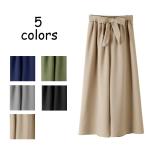 ショッピングスカーチョ 送料無料 レディース ボトムス シンプル ロング丈 ワイドパンツ リボン ウエストゴム ガウチョパンツ スカーチョ 体型カバー 着やせ おしゃれ