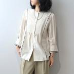 leswelレスウェルL〜5Lドビーボーダーパイピングブラウス大きいサイズ...