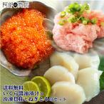 ショッピングホタテ 送料無料 北海道産冷凍貝柱・いくら醤油漬け・ねぎとろ300ｇのセット 選べる ホタテ ほたて イクラ ネギトロ 手巻き 寿司 正月 御歳暮 お歳暮 ギフト