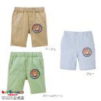 ミキハウス ワッペン 6分丈 ハーフパンツ ブルー ベージュ ストームグリーン 80cm 90cm 100cm 110cm 120cm ホットビスケッツ HOT BISCUITS