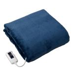 ショッピング電気毛布 掛け毛布 [山善] 電気毛布 掛け毛布・敷き毛布兼用 188×130cm 洗える やわらか フランネル ダニ退治機能 温度調節無段階 スモークネイビー YMK-