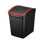 おもり付ゴミ箱 L カーボン調 レッド ゴミがいっぱいでもスイングフタが独立オープン/カーメイト/CARMATE：DZ367
