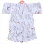 子ども甚平 kjb-17 男の子 90cm グレー矢羽根 とんぼ 花火 白地