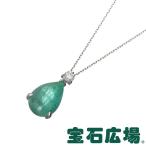 宝石広場オリジナル ペアシェイプカボションエメラルド ダイヤ ペンダントネックレス 新品  ジュエリー