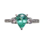 パライバ トルマリン ペアシェイプ リング プラチナ製