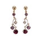 ピンクゴールド揺れるガーネットイヤリング