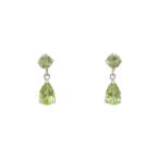 プラチナ ペリドット ペアシェイプ ドロップ ピアス