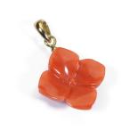 ショッピング桃 桃 珊瑚 ペンダント 紫陽花 K18YG 無染色 SANSUI