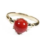 血赤珊瑚リング指輪丸玉クラウンK1...