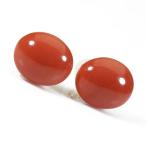 桃珊瑚 ピアス K18 オーバル 無染色 SANSUI