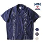 HOUSTON /hyu- камень 41204 CORD EMBROIDERY S/S SHIRT(CHEST POCKET) / код вышивка рубашка с коротким рукавом - все 3 цвет -