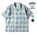 HOUSTON /hyu- камень 41273 INDIGO HB OMBRE CHECK S/S SHIRT / индиго "в елочку" on пятно - проверка рубашка с коротким рукавом - все 2 цвет -