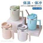 マグカップ ステンレスマグ 蓋付き ストロー付き 保温 保冷 マグ コップ 450mL おしゃれ 真空断熱 ステンレス フタ付き コーヒー オフィス
