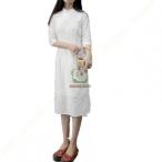  One-piece цветочный принт платье в китайском стиле linen хлопок лен короткий рукав женский летняя одежда .. воротник платье длинный длина натуральный body type покрытие формальный . старый коричневый ina одежда коричневый ina способ 