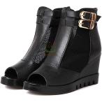 サマーブーツ ウエッジソール 7cmヒール サンダル レディース メッシュ 歩きやすい 疲れない お仕事 ブーツサンダル 美脚 脚長