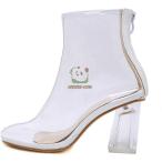 ショッピングブーツサンダル サマーブーツ 12cm太ヒール クリアサンダル クリアブーツサンダル 透明 チャンキーヒールサンダル 夏ブーツ レディース オシャレ 美脚