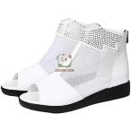 ショッピングブーツサンダル サマーブーツ ブーツサンダル レディース 厚底 サンダル ウエッジソール バックジッパー カジュアル おしゃれ 靴 黒 白 涼しい 本革