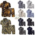 ジャージ 上下 メンズ セットアップ 夏セットアップ メンズ 上下セット ジャージ 半袖 Tシャツ 総柄 ショートパンツ ハーフパンツ