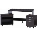 不二貿易 デスク3点セット ブラウン 99257